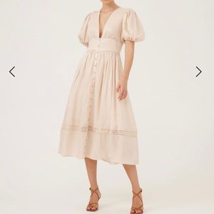 Keepsake the Label Carrie Maxi Linen Dress Coral Sand